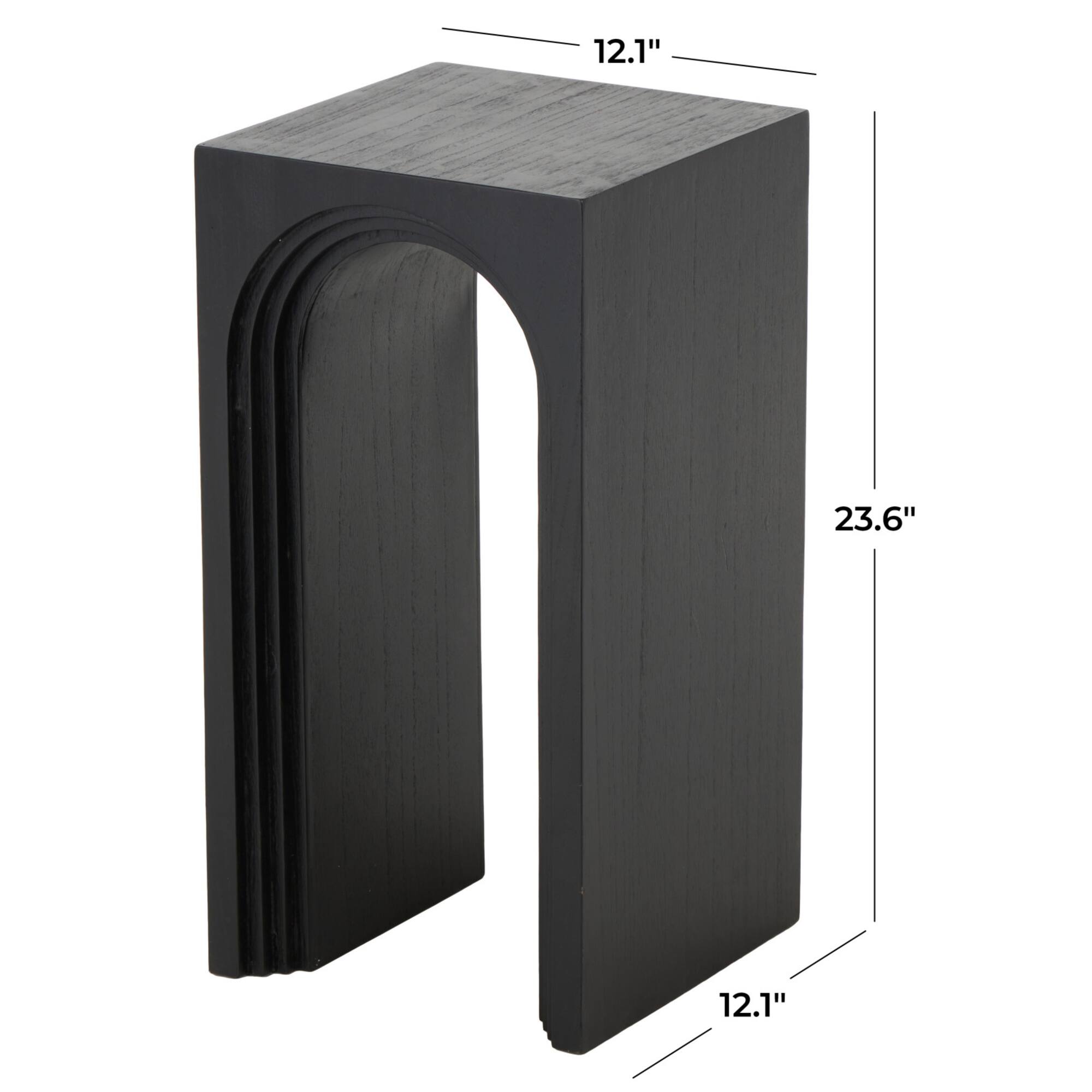 12" x 24" Black Wood Cutout Arch Side End Accent Table